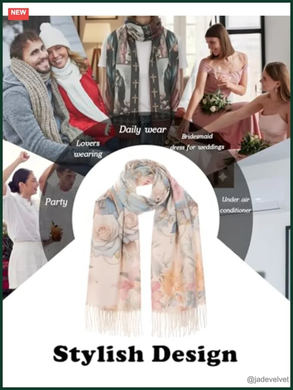 Extra Large Prayer Shawl Wrap - Christian Virgin Mary Scarf with Rose Pattern